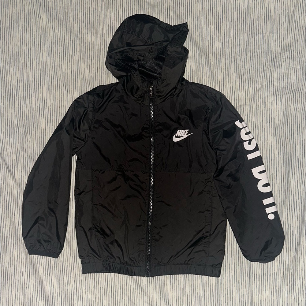 NIKE Kids Black Raincoat with White Accents